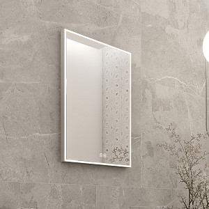 Aluminium LED mirror 40 x 60, touch sensor Rectangular bathroom LED mirror with 40x60 frame. Anodized aluminum color. All-round lighting. Color and brightness adjustment with a sensor with memory. Switching on with a sensor and a wall switch.