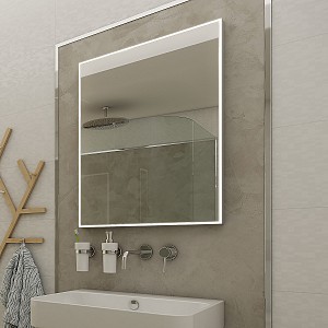 Aluminium LED mirror 500x700 with touch sensor Illuminated bathroom LED mirror. Possibility of setting color temperature from 3000 to 6500 K. Output 35 W. 2520 Lumens.