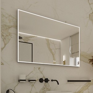 Aluminium LED mirror 800x700 with two touch sensor Illuminated bathroom LED mirror. Possibility of setting color temperature from 3000 to 6500 K. The possibility of setting the luminosity intensity. Output 44 W. 3168 Lumens.