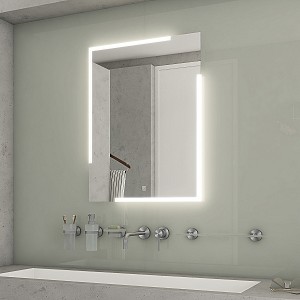 Aluminium LED mirror 600x800 with two touch sensor Illuminated bathroom LED mirror. Possibility of setting color temperature from 3000 to 6500 K. The possibility of setting the luminosity intensity. Output 32 W. 2304 Lumens.