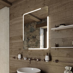 Zrcadlo do koupelny 60x80 s osvětlením v rozích, dotykový spínač