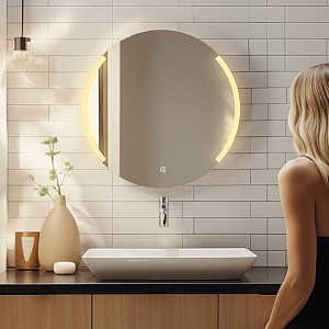 Kulaté zrcadlo do koupelny 60 cm s osvětlením, dotykový spínač