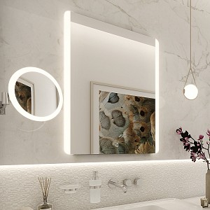 Aluminium LED mirror 600x800 with touch sensor Illuminated bathroom LED mirror. Possibility of setting color temperature from 3000 to 6500 K. Output 21 W. 1512 Lumens.