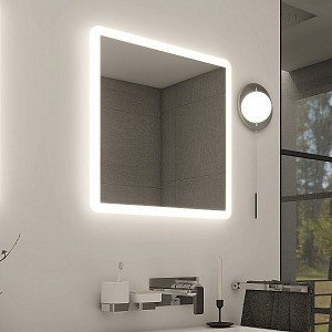 Zrcadlo do koupelny 60x60 čtvercové s osvětlením, dotykový spínač