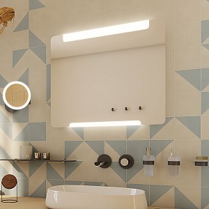 Zrcadlo do koupelny 80x70 s osvětlením, dotykový spínač