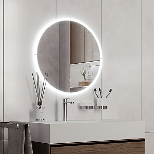Kulaté zrcadlo do koupelny 60 cm s osvětlením, dotykový spínač