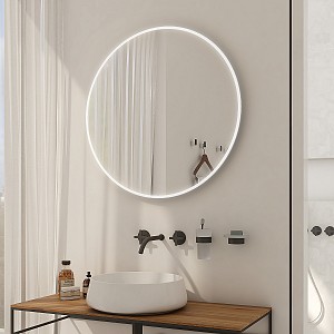 Aluminium ROUND LED mirror dia. 600 with touch sensor Illuminated ROUND bathroom LED mirror. Output 26 W. Possibility of setting color temperature 3000 - 6500 K. 1872 Lumen.