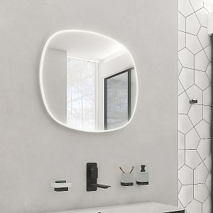 Oválné zrcadlo do koupelny 70 cm s osvětlením, dva dotykové spínače