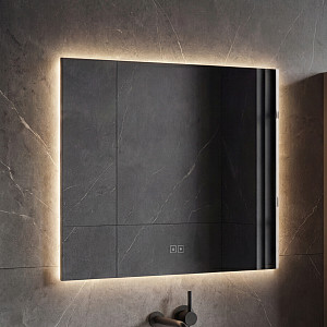 LED mirror with backlight, 120 x 70, touch sensor Rectangular LED mirror with backlight 120x70. Color and brightness adjustment by sensor with memory. Switched on by sensor and wall switch.
