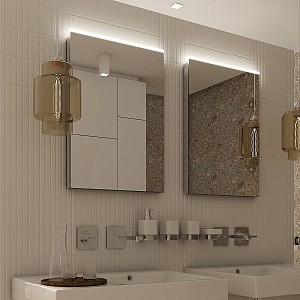 Aluminium LED  mirror 500x700 Illuminated bathroom LED mirror. Output 8 W, temperature 6500 K. 576 Lumens.
