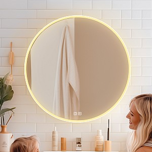 White white ROUND LED mirror dia. 600 with two touch sensor Illuminated ROUND bathroom LED mirror. Output 26 W. Possibility of setting color temperature 3000 - 6500 K. The possibility of setting the luminosity intensity. 2016 Lumen.