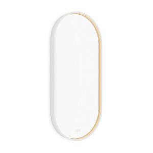 White WHITE LED mirror 50 x 100, touch sensor Bathroom OVAL LED mirror with frame 50x100. Color white matt. All-round lighting. Color and brightness adjustment with sensor with memory. Switching on with sensor and wall switch.