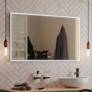 Black Black LED mirror 800x700 with two touch sensor Illuminated bathroom LED mirror. Output 44 W. Possibility of setting color temperature 3000 - 6500 K. The possibility of setting the luminosity intensity. 3168 Lumens.