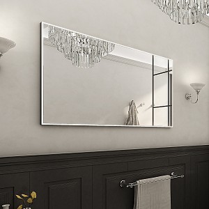 Zrcadlo do koupelny 120x70 s osvětlením a černým rámem