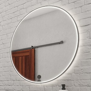 Black BLACK ROUND LED mirror dia. 800 Illuminated ROUND bathroom LED mirror. Output 28 W, color temperature 6500 K. 2016 Lumen.