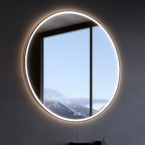 Black BLACK ROUND LED mirror dia. 800 with touch sensor Illuminated ROUND bathroom LED mirror. Output 28 W. Possibility of setting color temperature 3000 - 6500 K. 2016 Lumen.