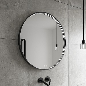 Black BLACK ROUND LED mirror dia. 600 with two touch sensor Illuminated ROUND bathroom LED mirror. Output W. Possibility of setting color temperature 3000 - 6500 K. The possibility of setting the luminosity intensity. Lumen.