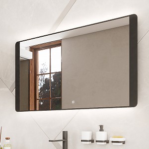 Black Black LED mirror 1200x650 with touch sensor Illuminated bathroom LED mirror. Output 32 W. Possibility of setting color temperature 3000 - 6500 K. 2304 Lumen.