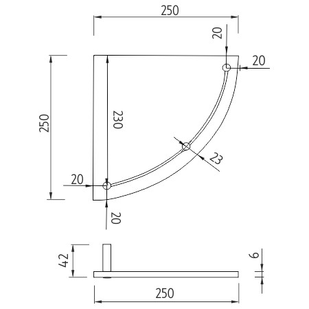 Corner glass for shelf