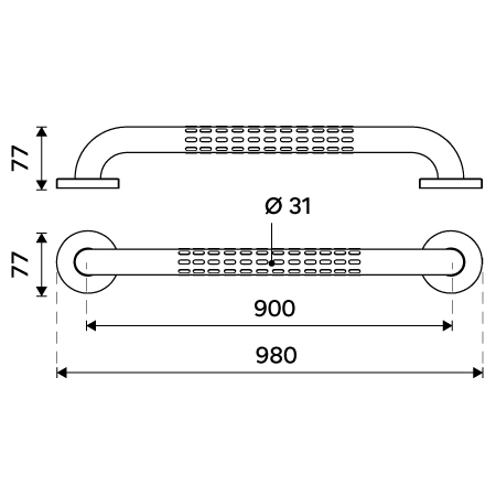 Straight grab bar 900 mm