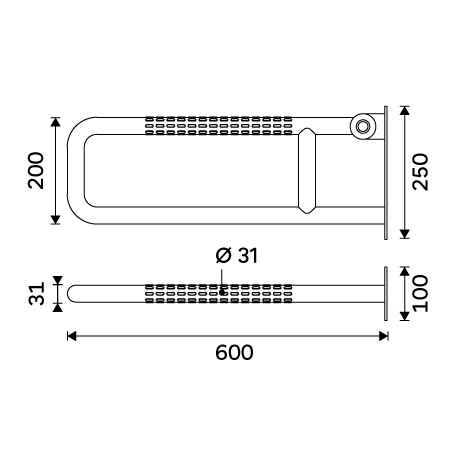 Folding safety grab bar 600 mm