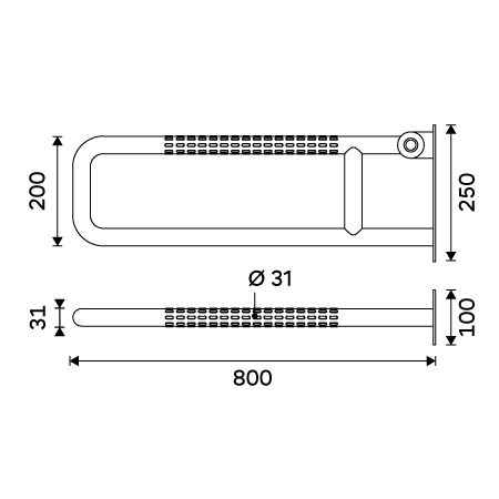 Folding safety grab bar 800 mm