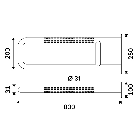 Fixed support grab bar 800 mm