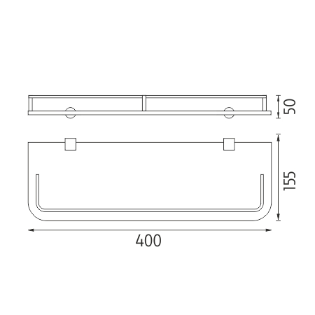 Shelf with rail, 40 cm
