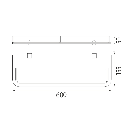 Shelf with rail, 60 cm