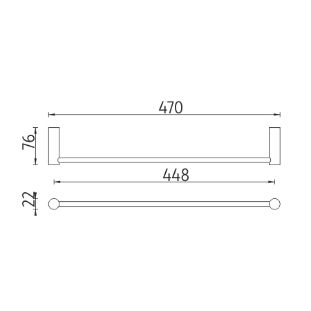 Black towel holder, 47 cm