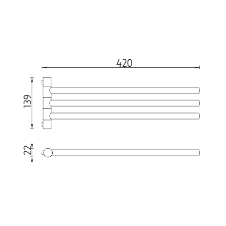 Black swivel towel holder, 42 cm