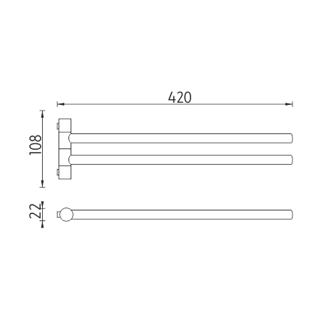 Black swivel towel holder, 42 cm