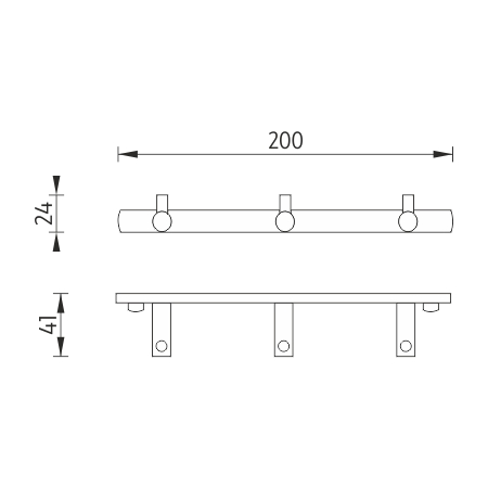 Black triple hook with single hooks