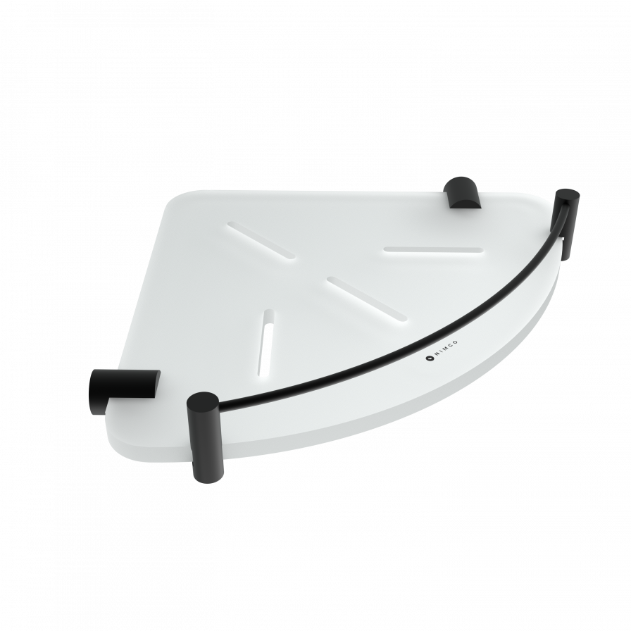 Černá rohová police s ohrádkou IXI