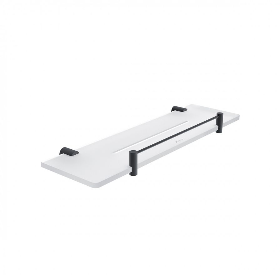 Černá police IXI s ohrádkou, 40 cm