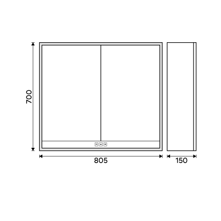 White LED backlit mirror cabinet 800.