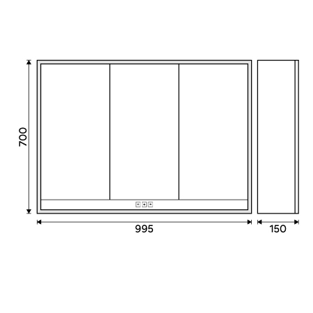 Black LED backlit mirror cabinet 1000.