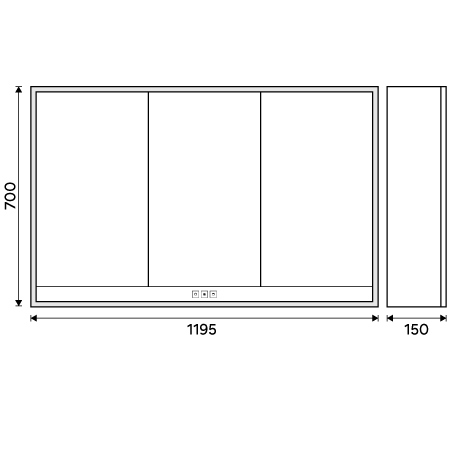 Black LED backlit mirror cabinet 1200.