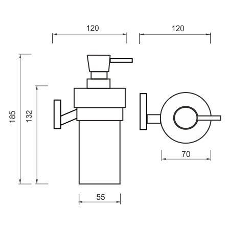 Soap dispenser, brass pump