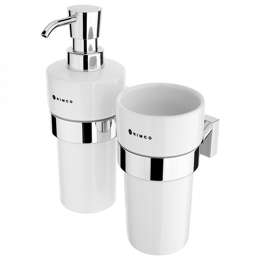 Soap dispenser and cup, plastic pump