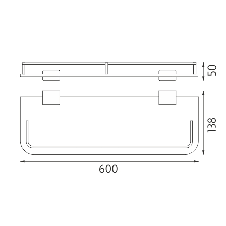 Shelf with rail, 60 cm