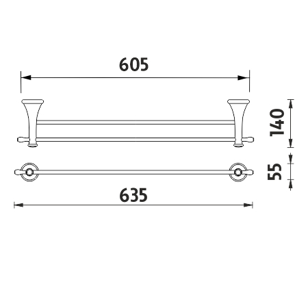 Double towel holder, 64 cm