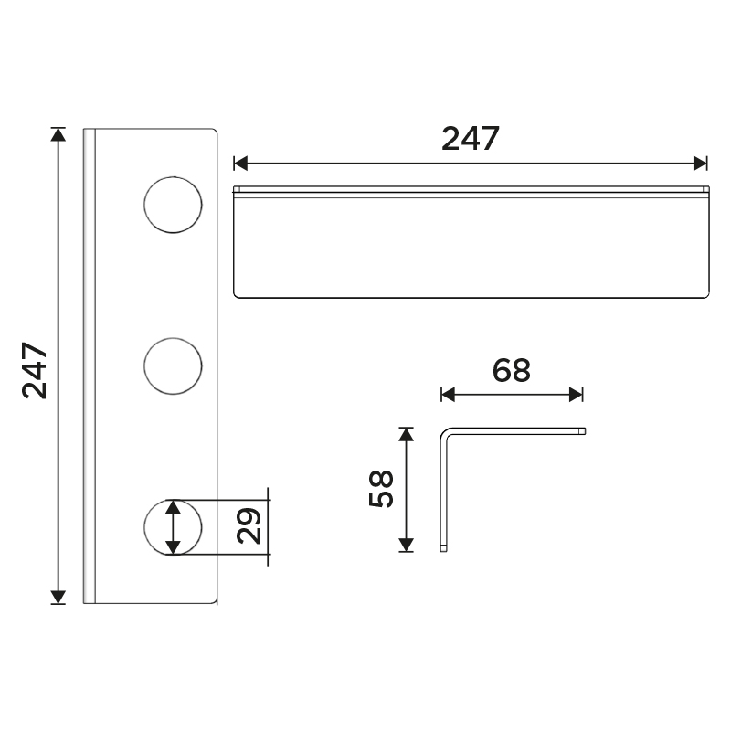 Black triple handle for dispensers
