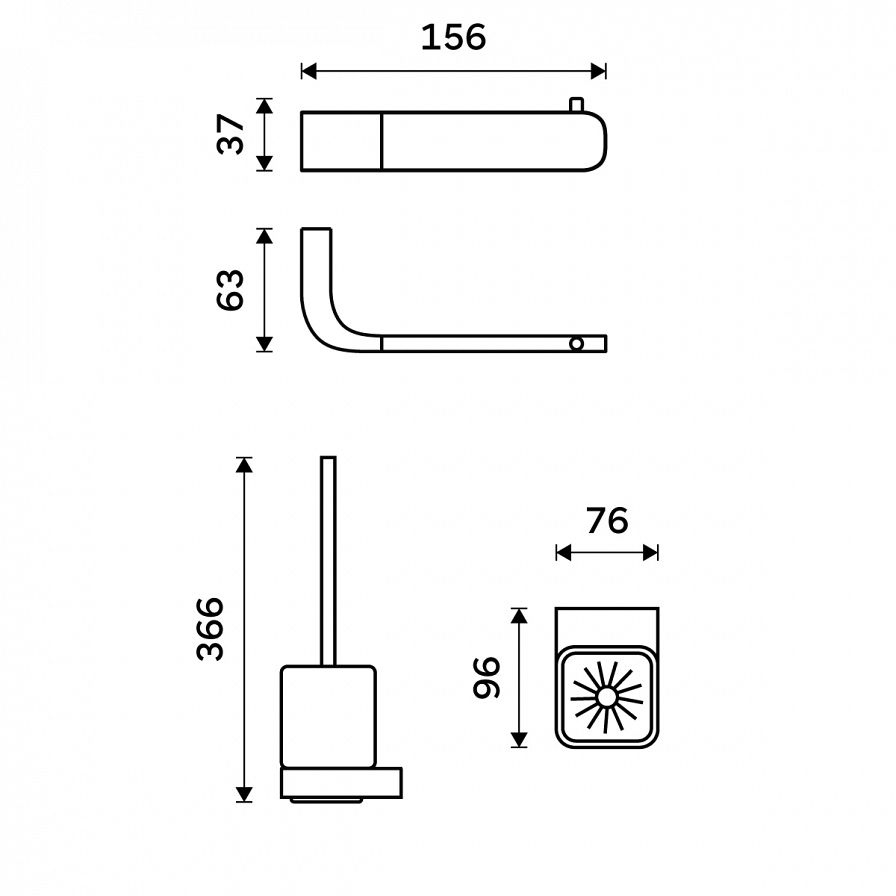 Bathroom Set - Toilet Brush and Paper Holder