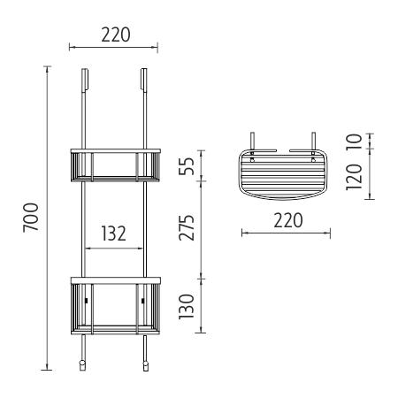 2 Tier Hanging Wire Shelf, black