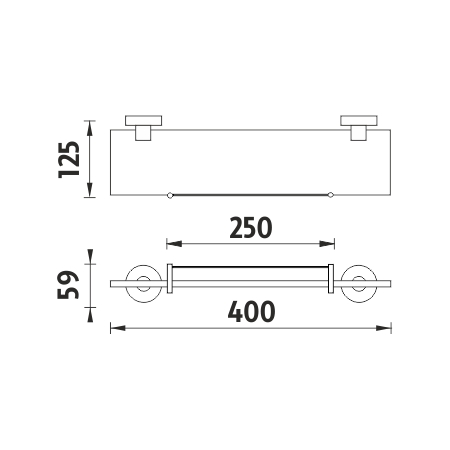 Shelf with rail, 40 cm