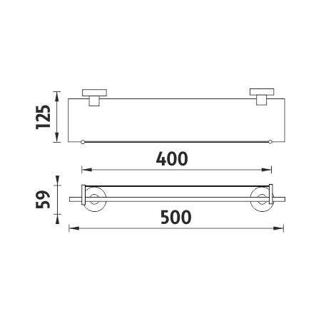 Shelf with rail, 50 cm