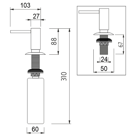 Vestavěný dávkovač, pumpa 27 mm