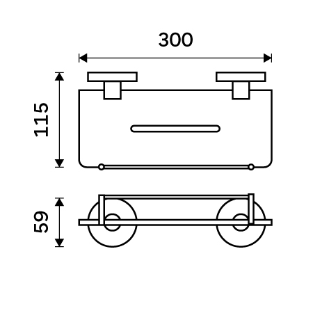 Shelf IXI, 30 cm with rail