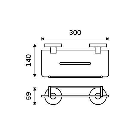 Shelf IXI, 30 cm with rail